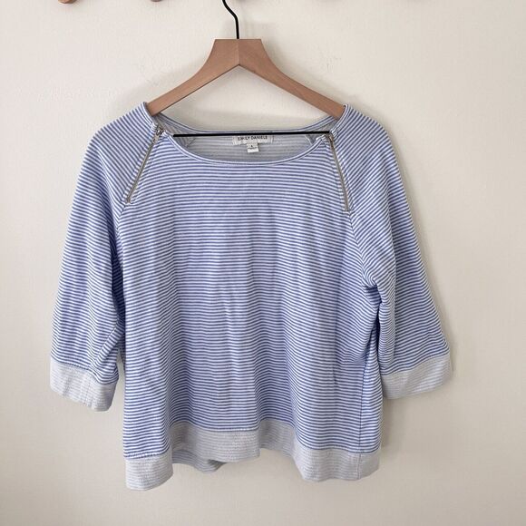 Emily Daniels Cotton Blend Stripe Shirt Preppy Nautical - Large - Picture 1 of 8